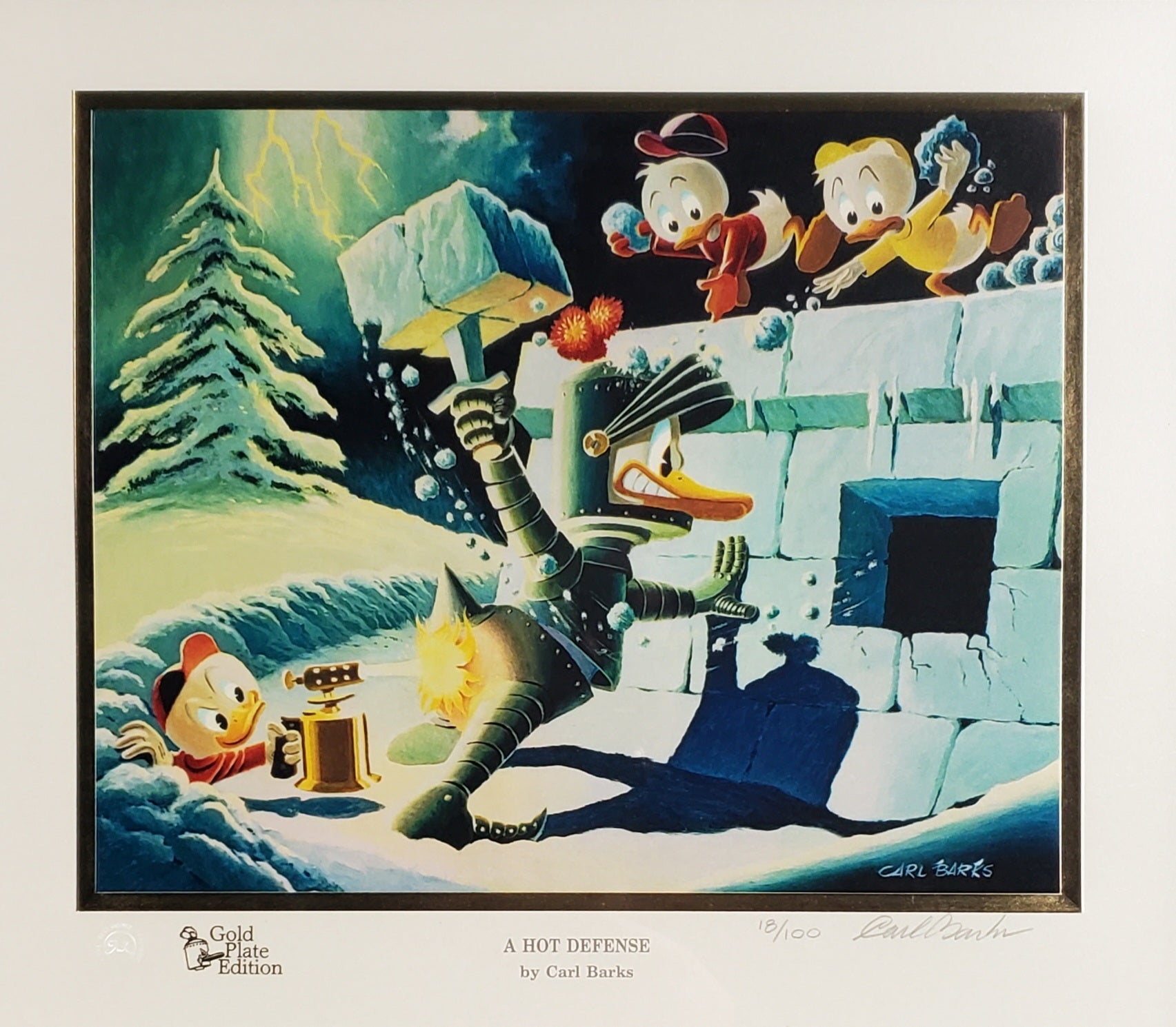 Donald Duck A Hot Defense Carl Barks Signed Gold Plate Edition